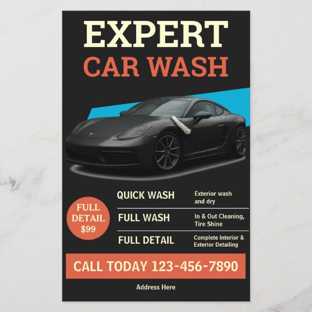 Modern Dark Auto Detailing Promo Layout Flyer (Front)