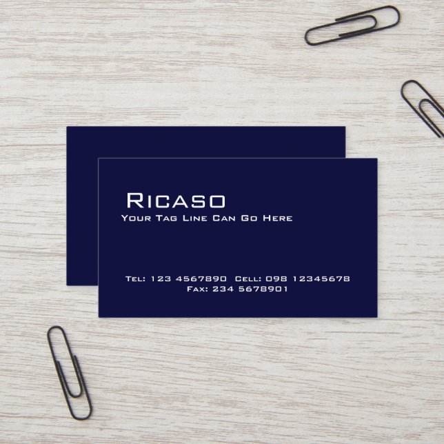 Modern Dark Blue and White Business Card (Front/Back In Situ)