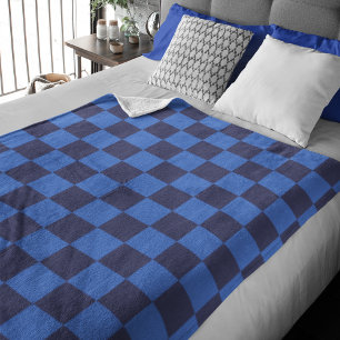 Modern Dark Blue Croatian Chequered Pattern Fleece Blanket