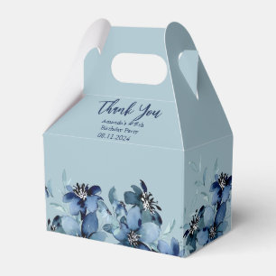 Modern Dark Blue Floral Birthday Party Thank You  Favour Box