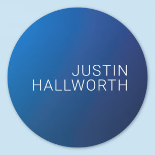 Modern Dark Blue Gradient & Minimal Editable Text Classic Round Sticker