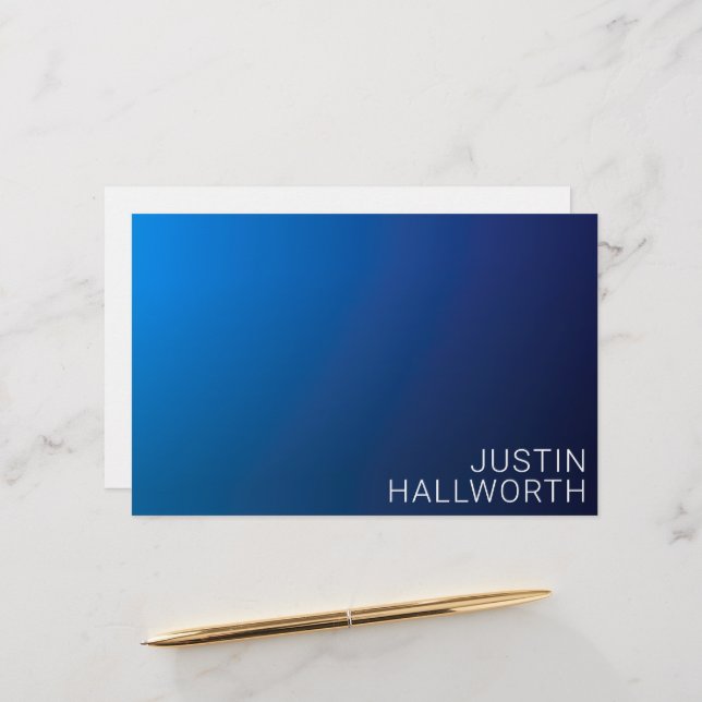Modern Dark Blue Gradient & Minimal Editable Text Stationery (Front/Back In Situ)