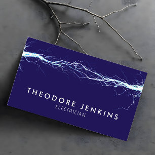 Modern Dark Blue Lighting Electrician Business Card
