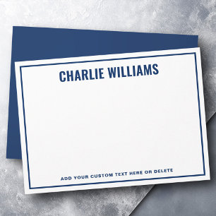 Modern dark blue name border blank card