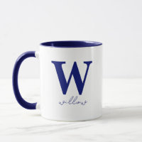 Modern Dark Blue Personalised Monogram Mug