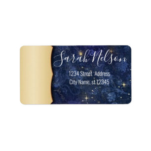 Modern Dark Blue Sparkly Label