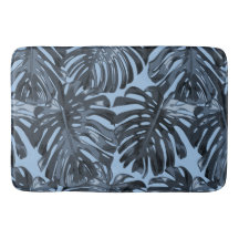 Modern Dark Blue Tropical Palm Leaves