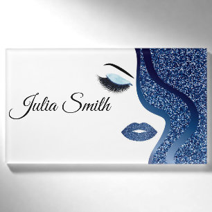 Modern Dark Blue with Glitter Effect Name Tag