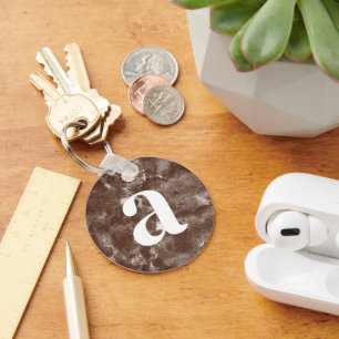 Modern Dark Brown Abstract Watercolor Pattern Key Ring