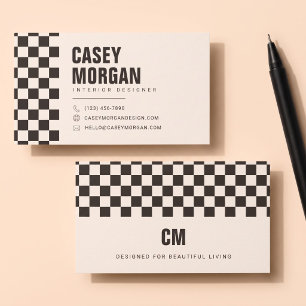 Modern Dark Brown Chequered Business Card