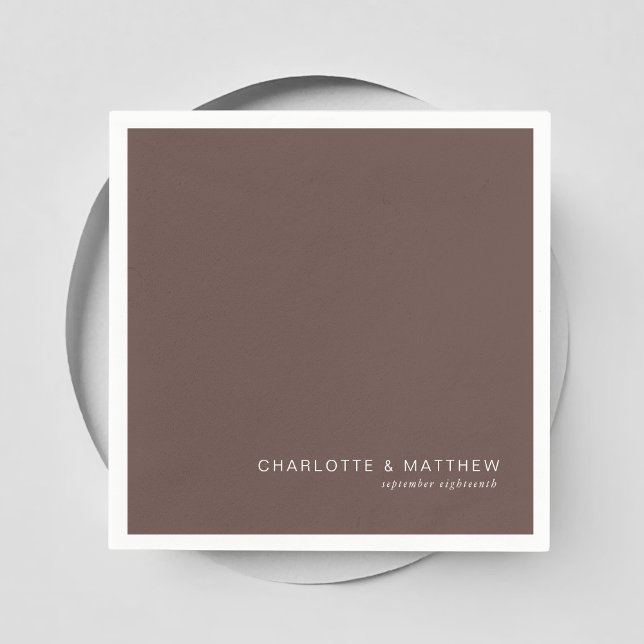 Modern dark-brown  napkin (Customer specific, beautiful, modern, minimal, chocolate brown, wedding napkins.)