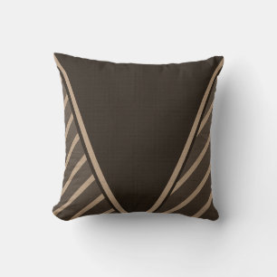 Modern  Dark Brown  Stripes Contemporary Pattern Cushion