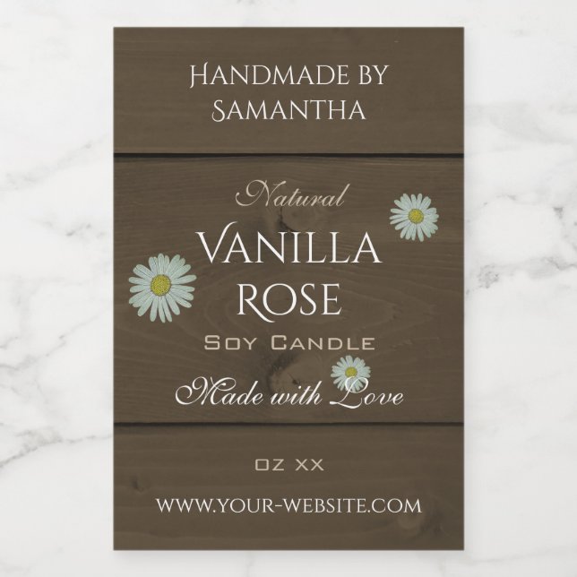 Modern Dark Brown Wood Grain Product Labels Daisy (Single Label)