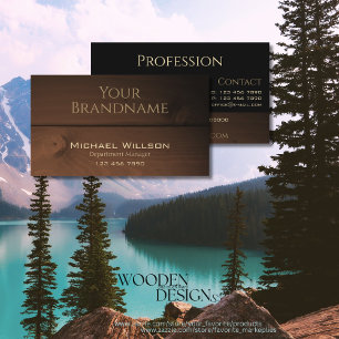 Modern Dark Brown Wood Grain Wooden Boards Cool Business Card