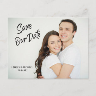 Modern Dark Brush Script Save the Date Wedding Postcard