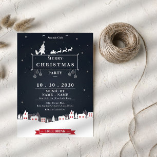 Modern Dark Christmas Party Invitation