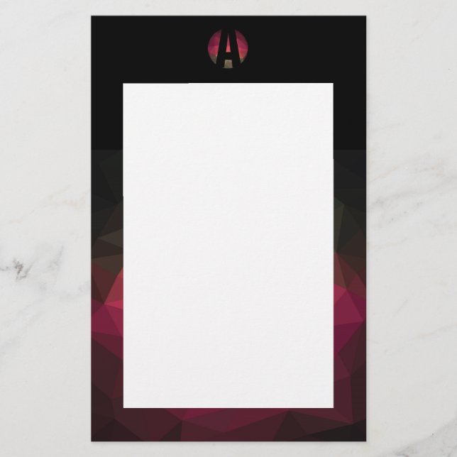 Modern dark colours ombre frame stationery (Front)