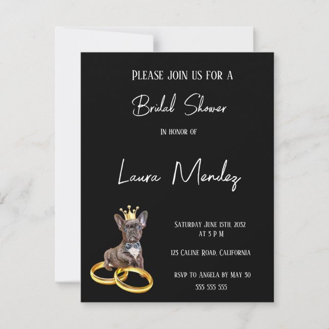 modern dark dog Bridal Shower Invite (Front)