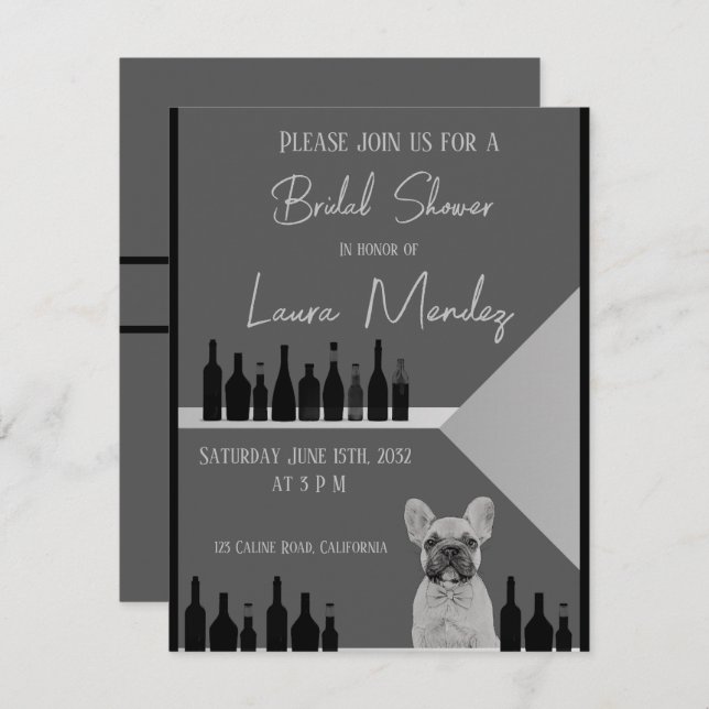 modern dark dog Bridal Shower Invite (Front/Back)