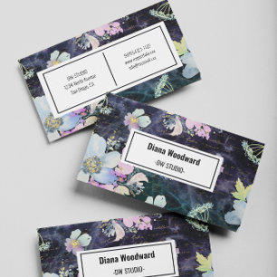 Modern Dark Floral Background Business Card