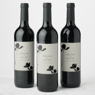 Modern Dark Floral Personalised Wine Label