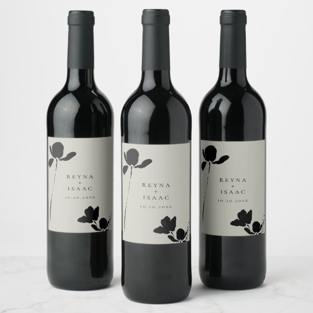 Modern Dark Floral Personalised Wine Label (Bottles)