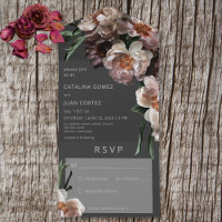 Modern Dark Flower Blossoms Black No Dinner