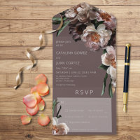 Modern Dark Flower Blossoms Brown Dinner