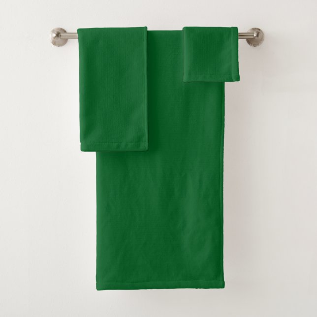 Modern Dark Forest Green Solid Colour  Bath Towel Set (Insitu)