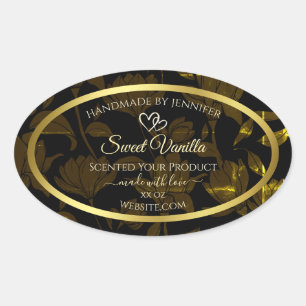Modern Dark Gold Floral Product Packaging Labels