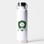 Modern Dark Green and White Name Initial Monogram Water Bottle<br><div class="desc">Modern Dark Green and White Name Initial Monogram Water Bottle.
Need a custom order? Click the "Message" button below, and we’ll be happy to help.</div>
