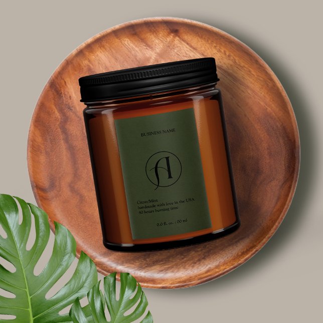 Modern Dark Green Logo Product Candle Label (Creator Uploaded)