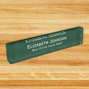 Modern Dark Green Professional Business Executive Nameplate