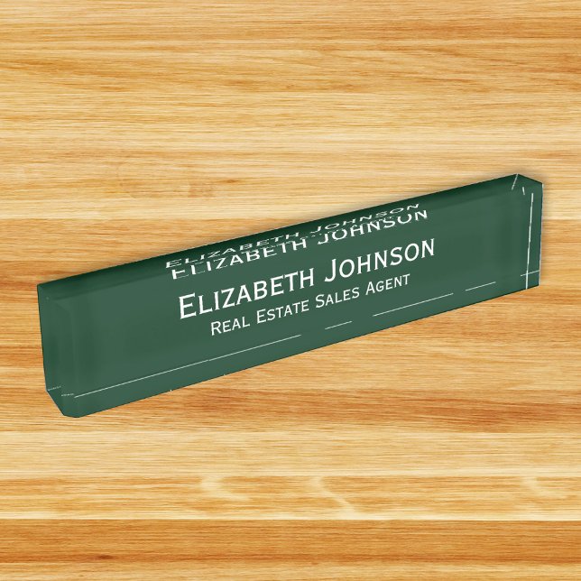 Modern Dark Green Professional Business Executive Nameplate (Modern Dark Green Professional Business Executive Desk Name Plate)