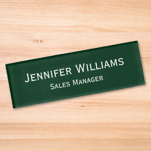 Modern Dark Green Professional Executive Magnetic Name Tag
