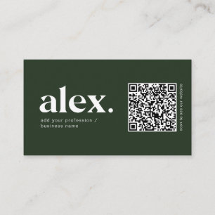 Modern Dark Green QR Code Logo Business Card