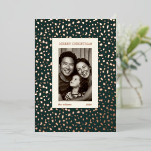 Modern Dark Green Rose Gold Confetti Christmas 