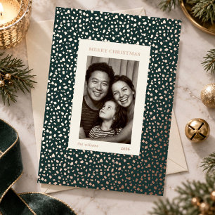 Modern Dark Green Rose Gold Confetti Christmas 