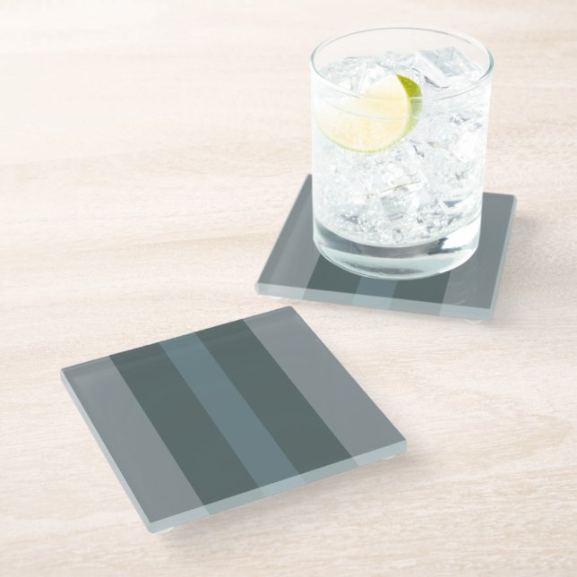 Modern Dark Green Shades Colour Block Glass Coaster (Angled)