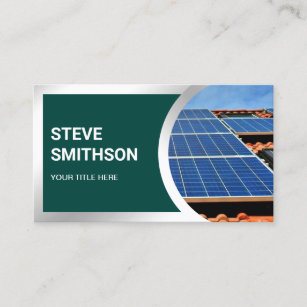 Modern Dark Green Steel Rooftop Solar Panels Business Card