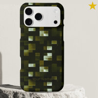 Modern Dark Green Watercolor Pixels Custom Name