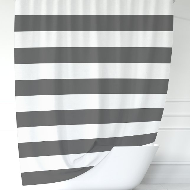 Modern Dark Grey and White Wide Stripes  Shower Curtain (Creator Uploaded)