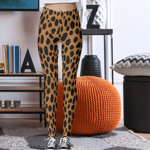 Modern Dark Grey Brown Leopard Skin Safari Pattern Leggings
