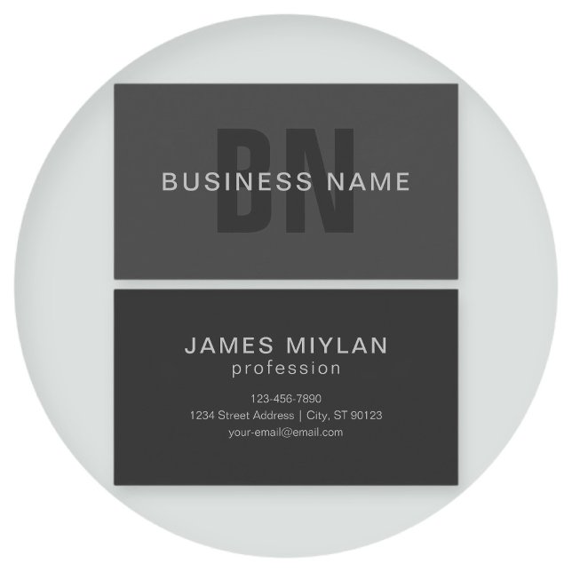Modern Dark Grey Editable Monogram Design Template Business Card (Creator Uploaded)