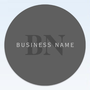 Modern Dark Grey Editable Monogram Design Template Classic Round Sticker