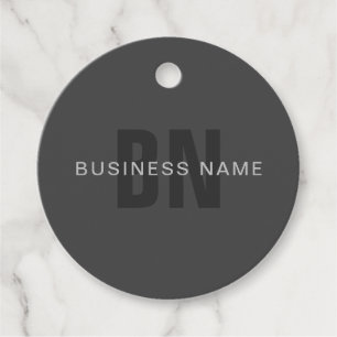 Modern Dark Grey Editable Monogram Design Template Favour Tags