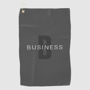 Modern Dark Grey Editable Monogram Design Template Golf Towel