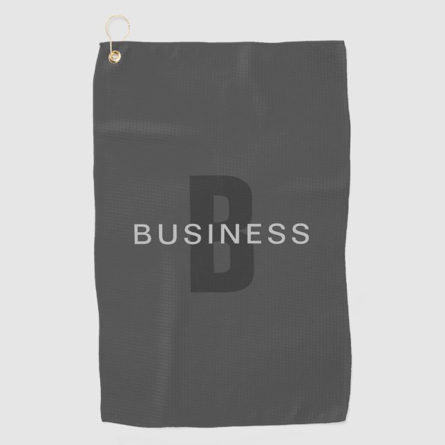 Modern Dark Grey Editable Monogram Design Template Golf Towel (Front)