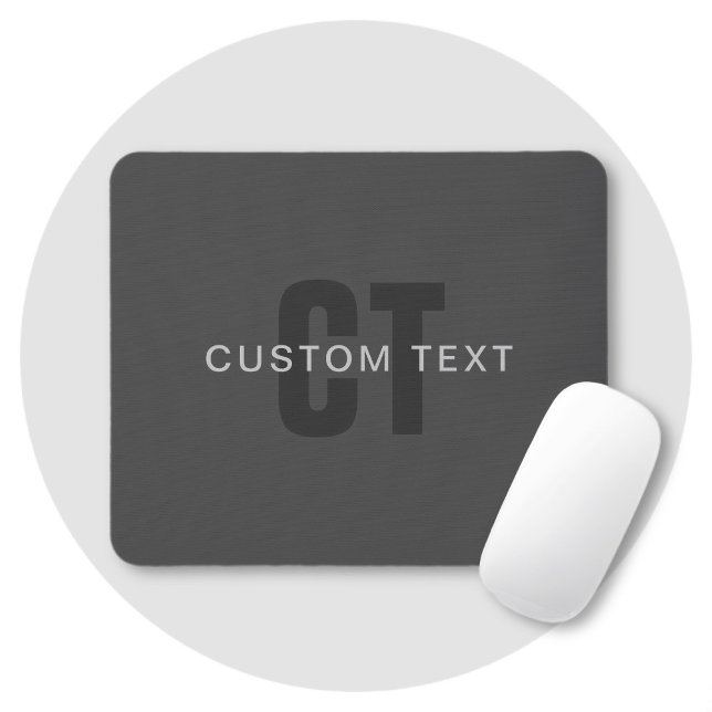 Modern Dark Grey Editable Monogram Design Template Mouse Pad (Creator Uploaded)