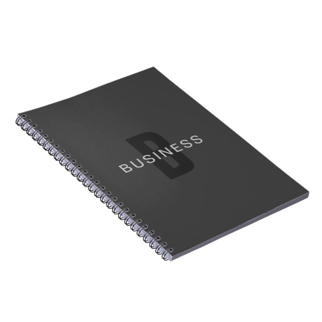 Modern Dark Grey Editable Monogram Design Template Notebook (Right Side)
